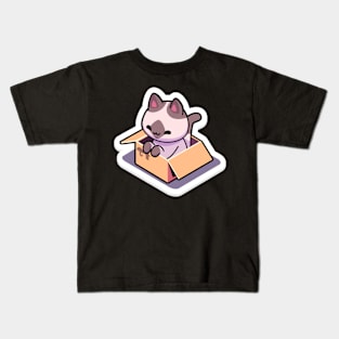 Cute Cat Grinning in a Box Kids T-Shirt